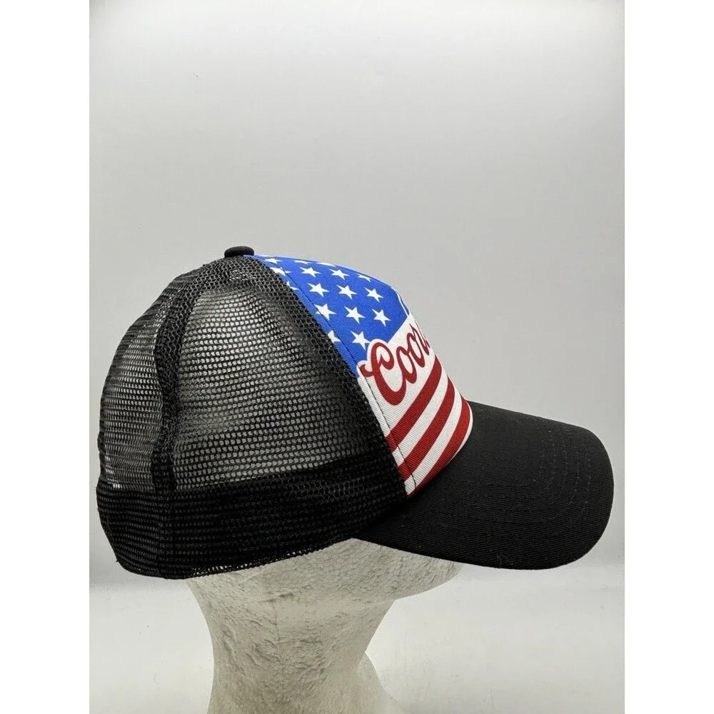 Coors Light American Flag Trucker Hat Black Mesh Snapback Beer Cap